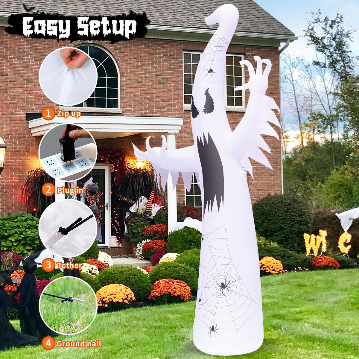 Foto 6 pulgar | Ghost Goosh Inflable Para Halloween De 12 Pies Con Lámpara De Llama Y Led - Venta Internacional.