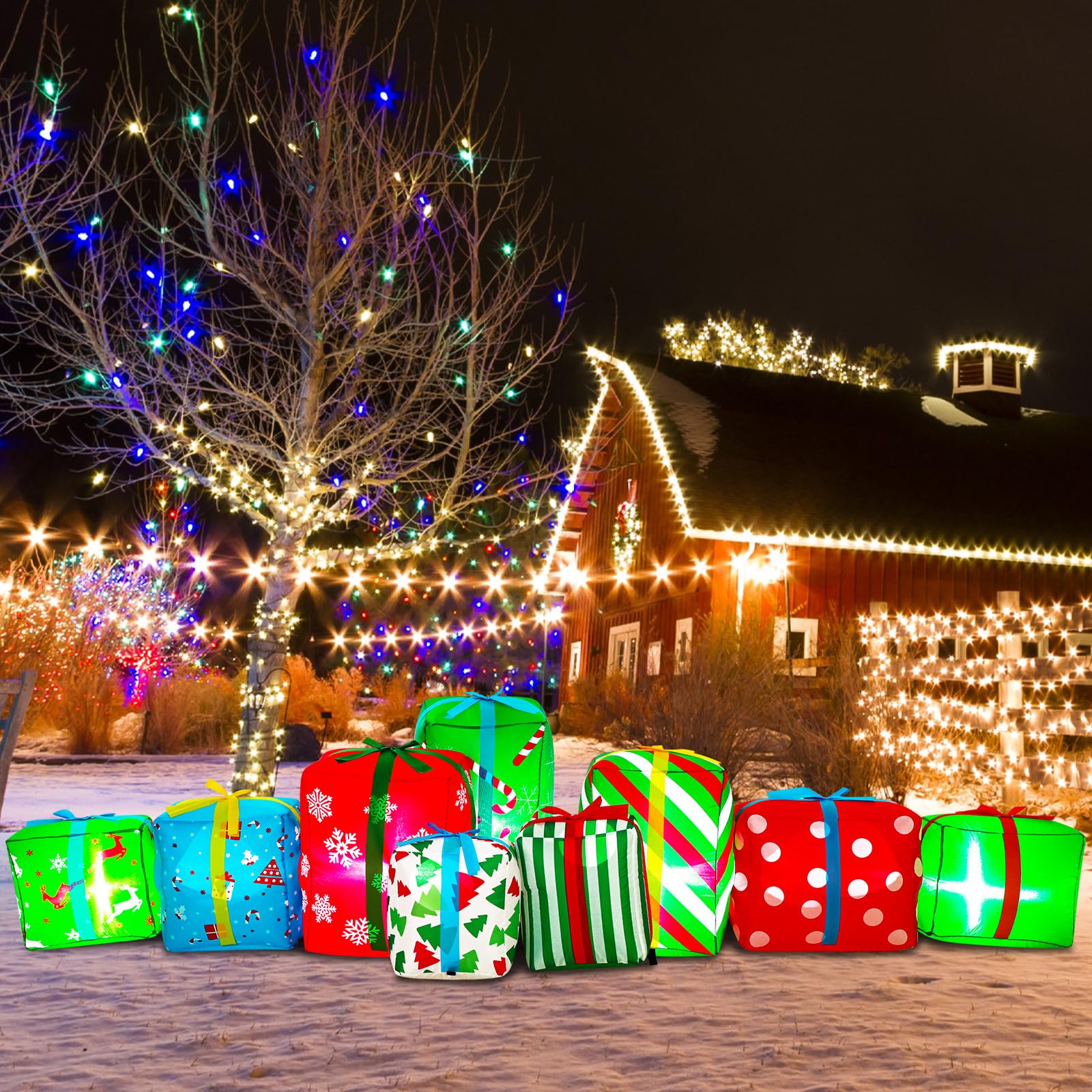 Foto 1 | Cajas De Regalo Inflables De Navidad Sosation De 9 Pies Con 9 Luces Led - Venta Internacional.