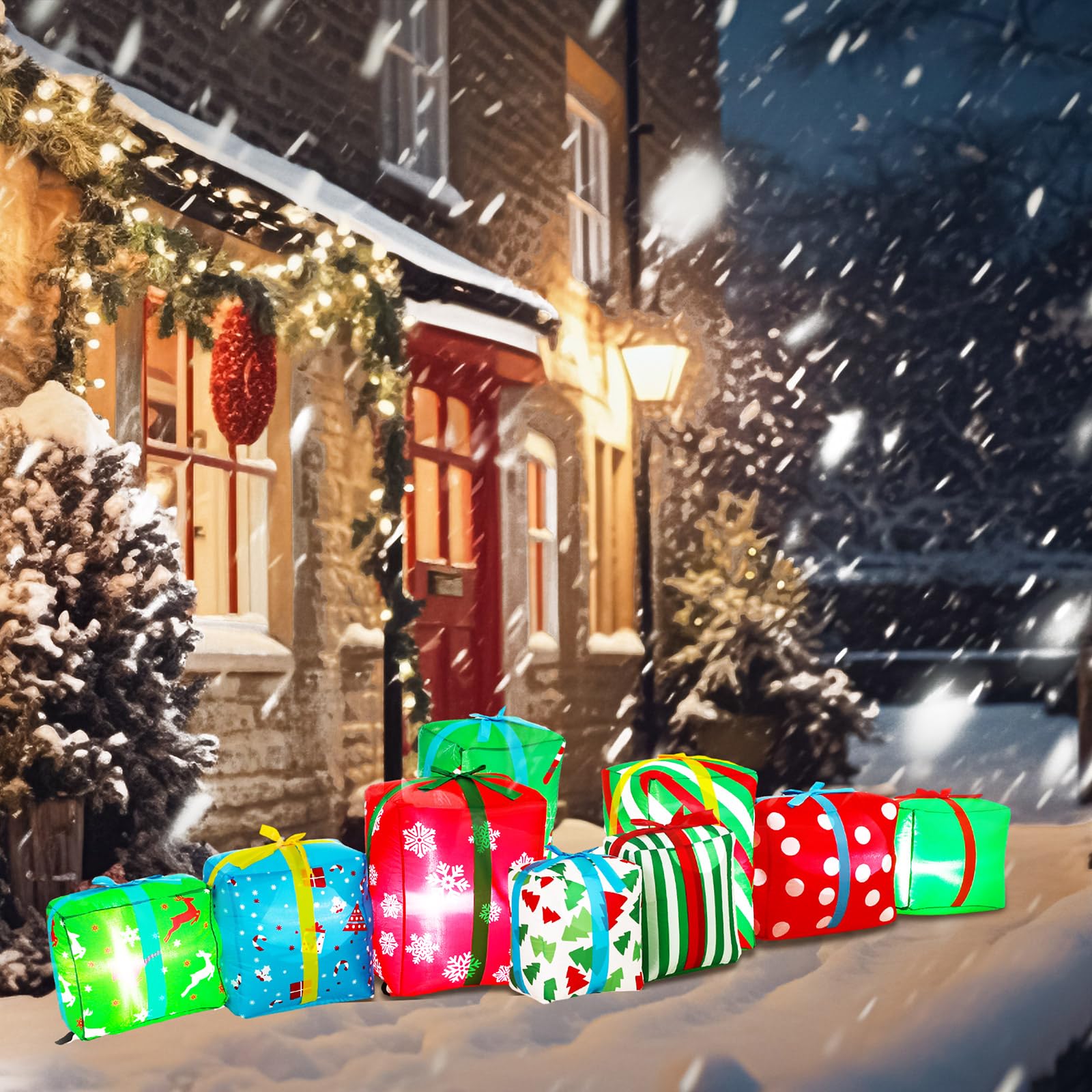 Foto 5 pulgar | Cajas De Regalo Inflables De Navidad Sosation De 9 Pies Con 9 Luces Led - Venta Internacional.