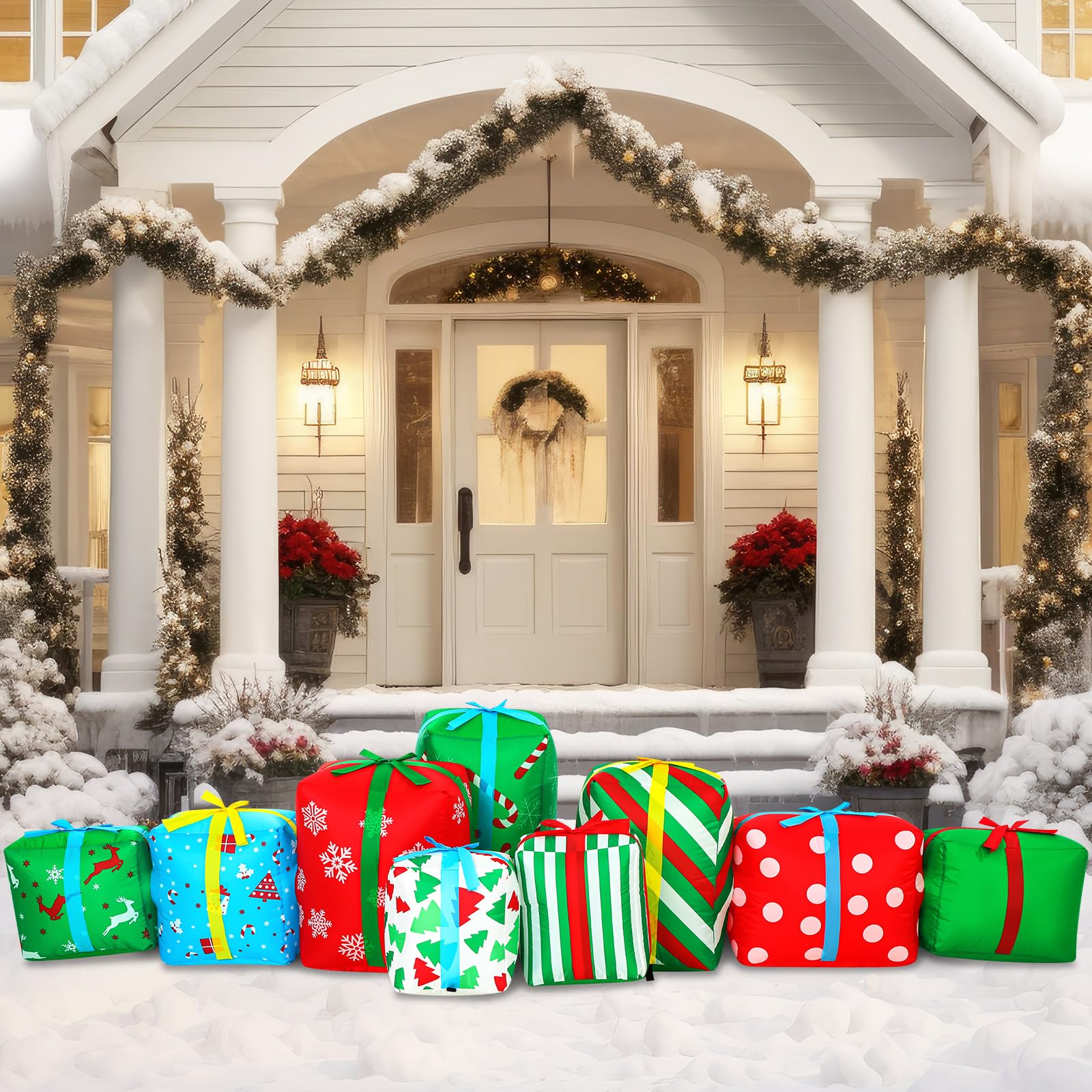 Foto 7 pulgar | Cajas De Regalo Inflables De Navidad Sosation De 9 Pies Con 9 Luces Led - Venta Internacional.