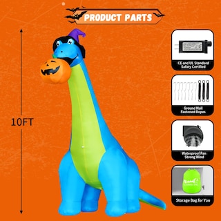 Foto 6 | Decoración Inflable de Halloween Comin Dinosaurio 10 Pies De Altura - Venta Internacional