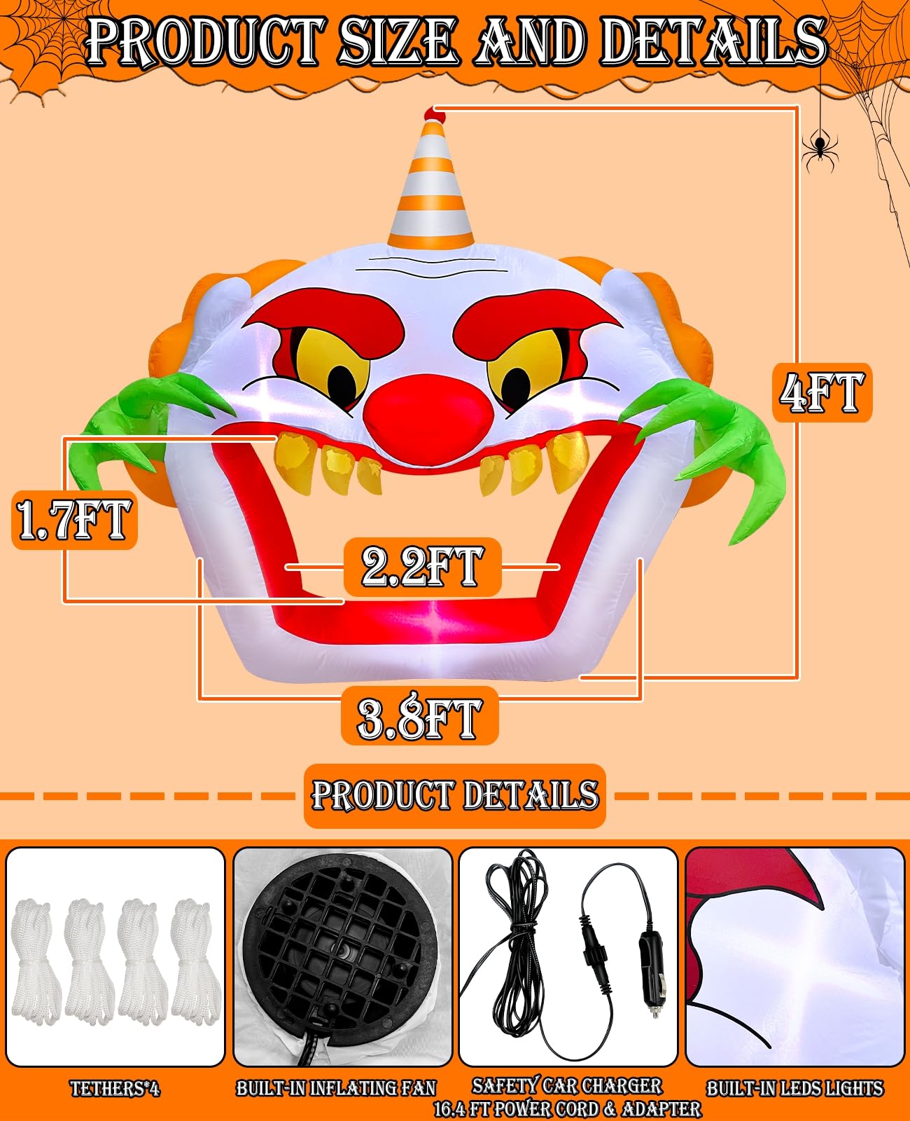 Foto 4 pulgar | Baúl Inflable Para Halloween O Decoración De Coche De 4 Pies - Venta Internacional.