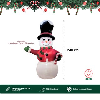 Foto 2 | Inflables Navideños Figura Muñeco De Nieve Luz Led 2.4m