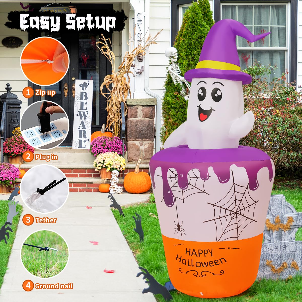 Foto 5 | Inflable Decorativo Goosh de Fantasma para Halloween-Venta Internacional