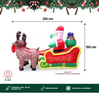Foto 2 | Inflable Navideño Figura Trineo de Santa