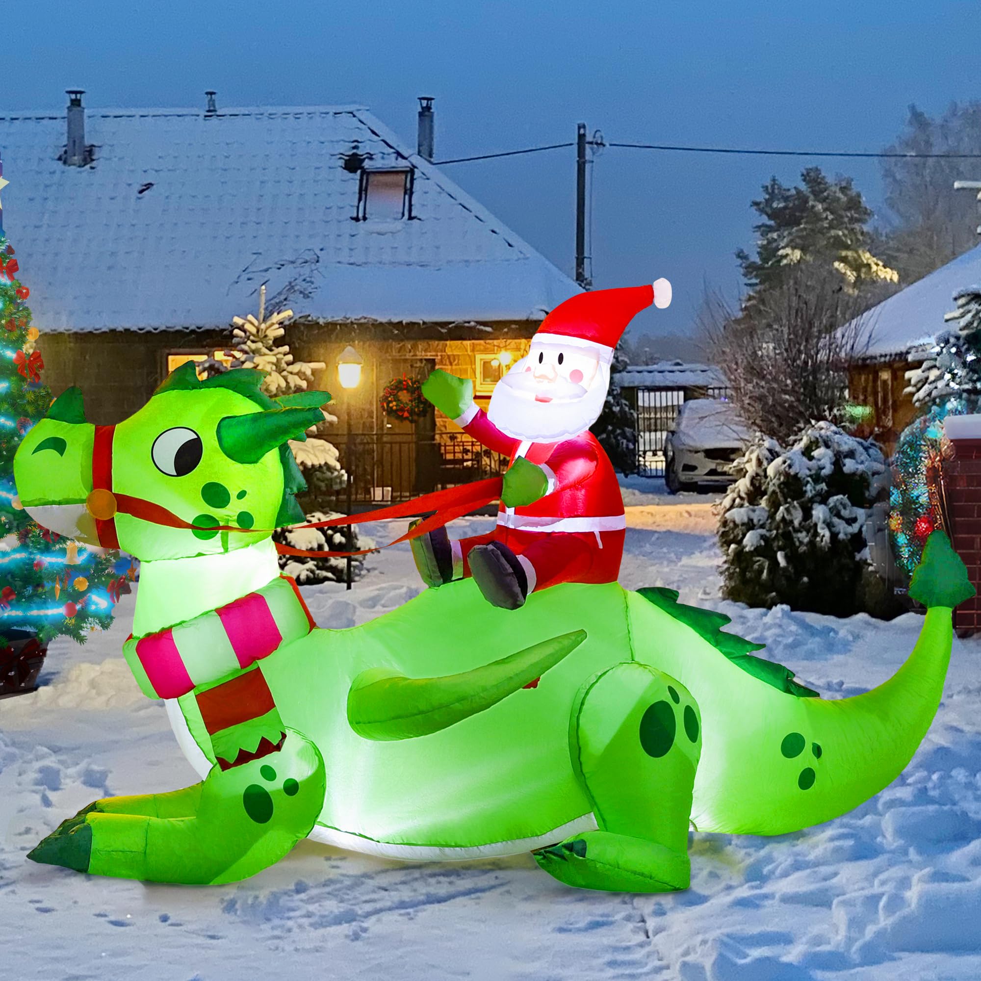 Dragón Navideño Inflable Joiedomi 6 Pies Con Led Para Exteriores - Venta Internacional $1,264