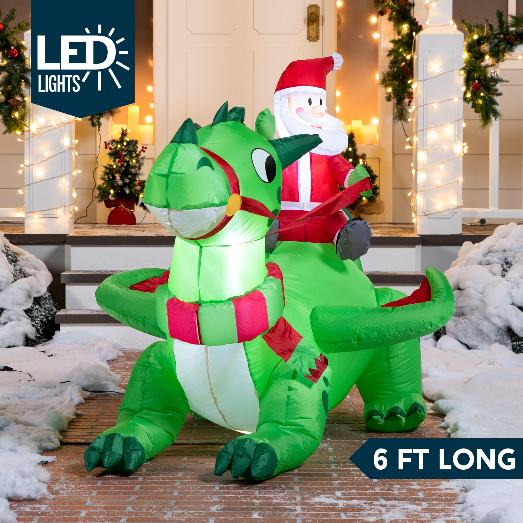 Foto 3 pulgar | Dragón Navideño Inflable Joiedomi 6 Pies Con Led Para Exteriores - Venta Internacional