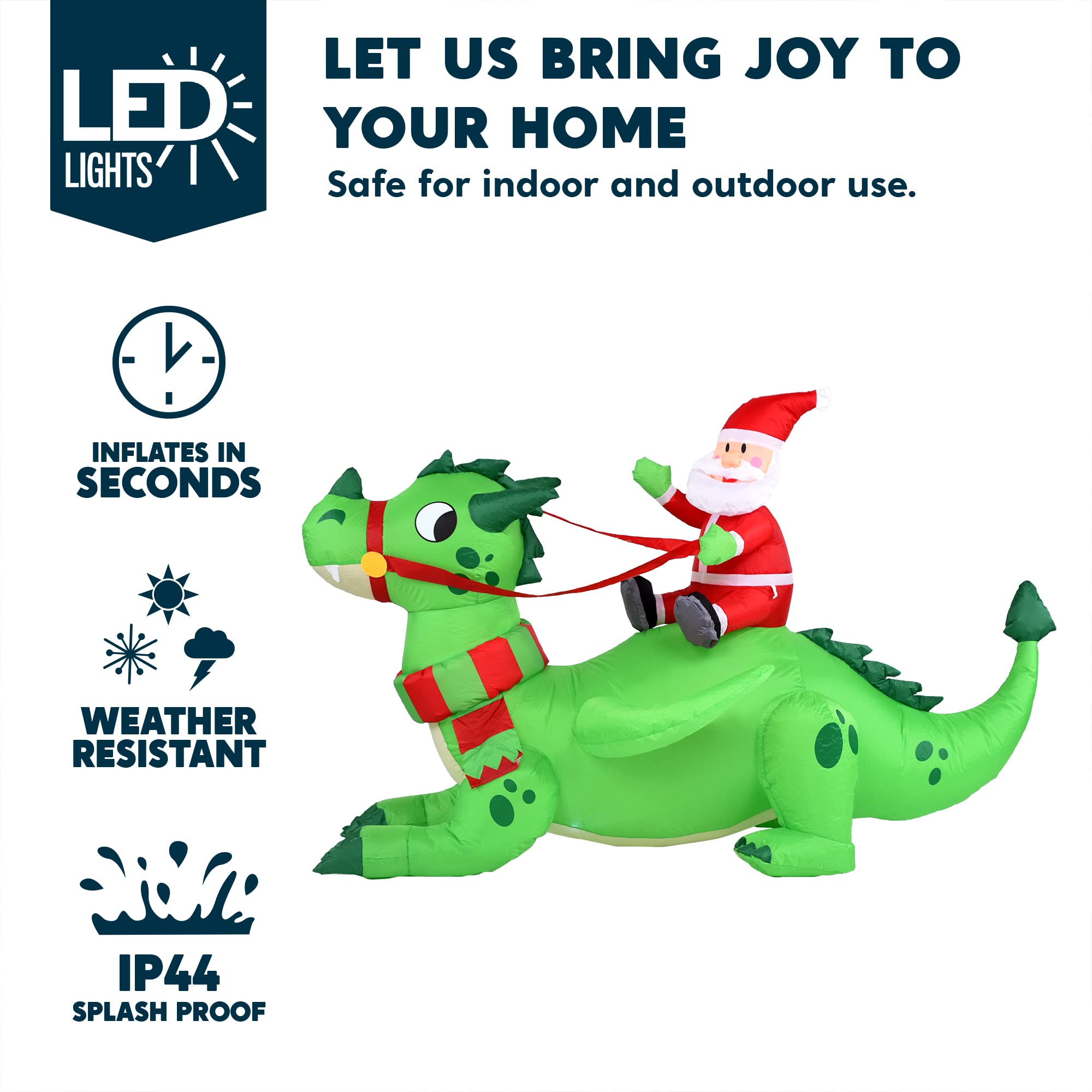 Foto 4 pulgar | Dragón Navideño Inflable Joiedomi 6 Pies Con Led Para Exteriores - Venta Internacional