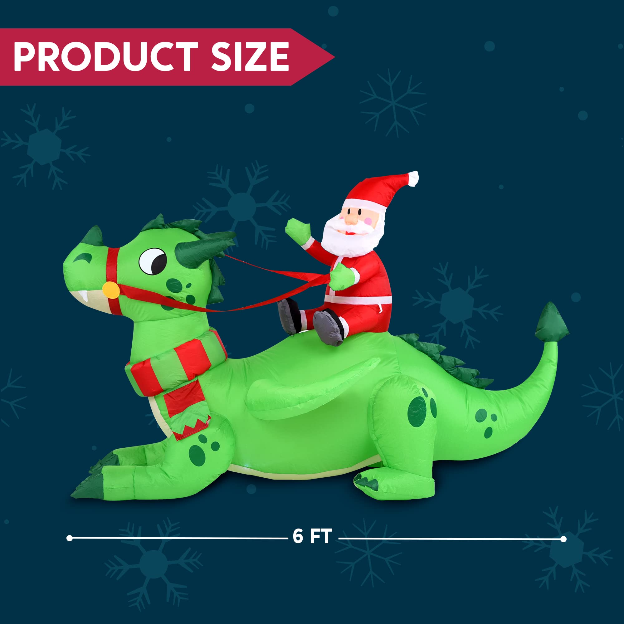 Foto 6 pulgar | Dragón Navideño Inflable Joiedomi 6 Pies Con Led Para Exteriores - Venta Internacional
