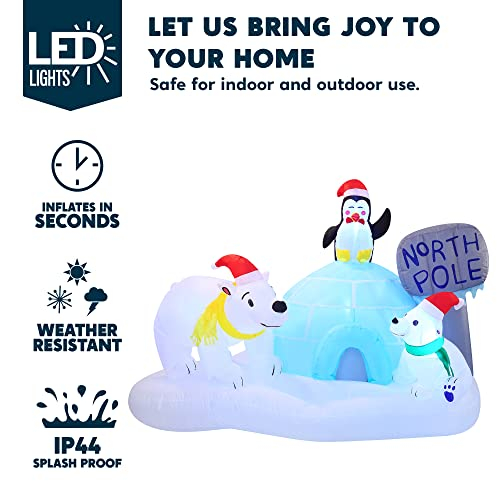 Foto 4 pulgar | Inflable Navideño Polo Norte 1.8 M Con Led Joiedomi De 6 Pies - Venta Internacional