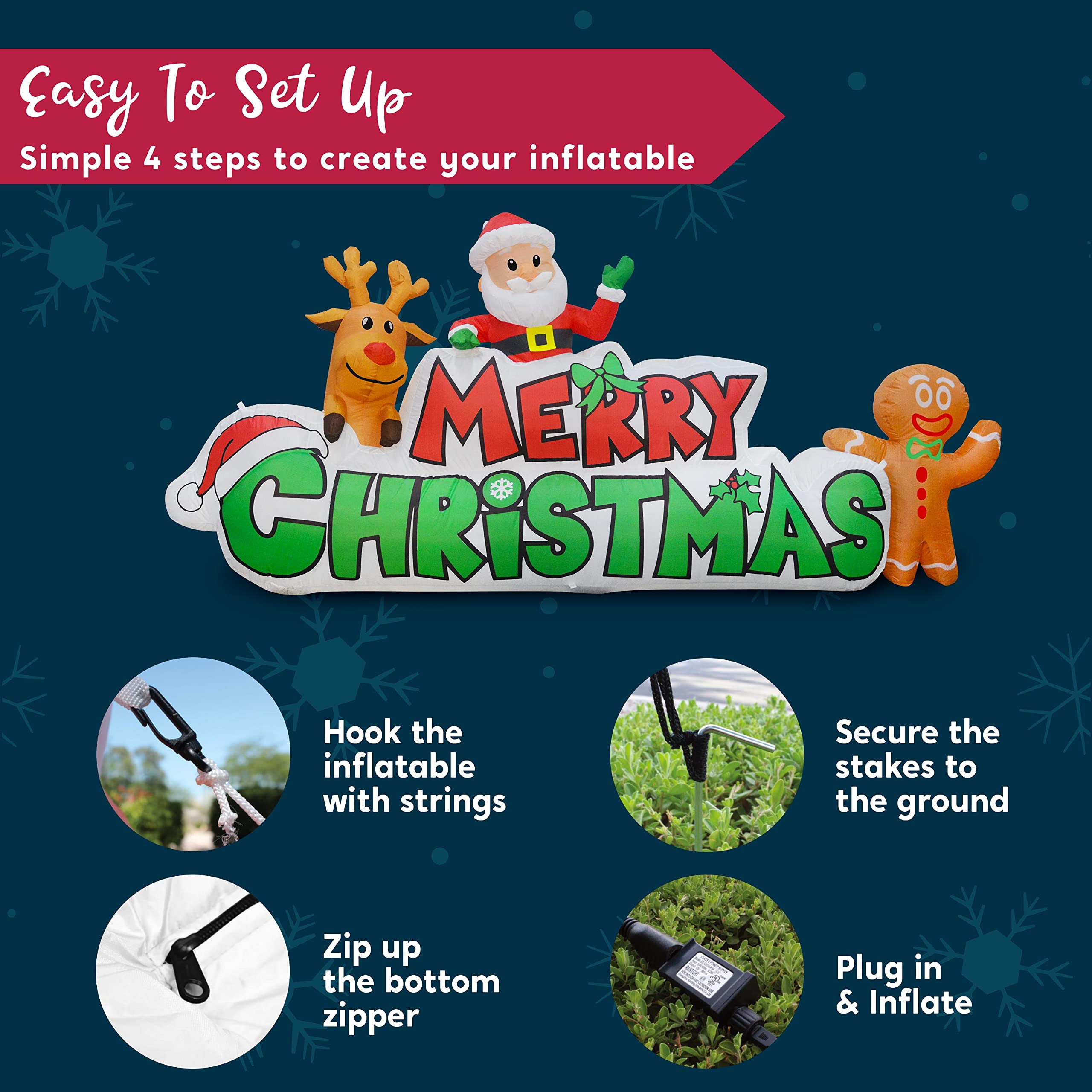 Foto 7 | Hinchable Navideño Joiedomi Merry Christmas De 2,9 M Con Led - Venta Internacional.