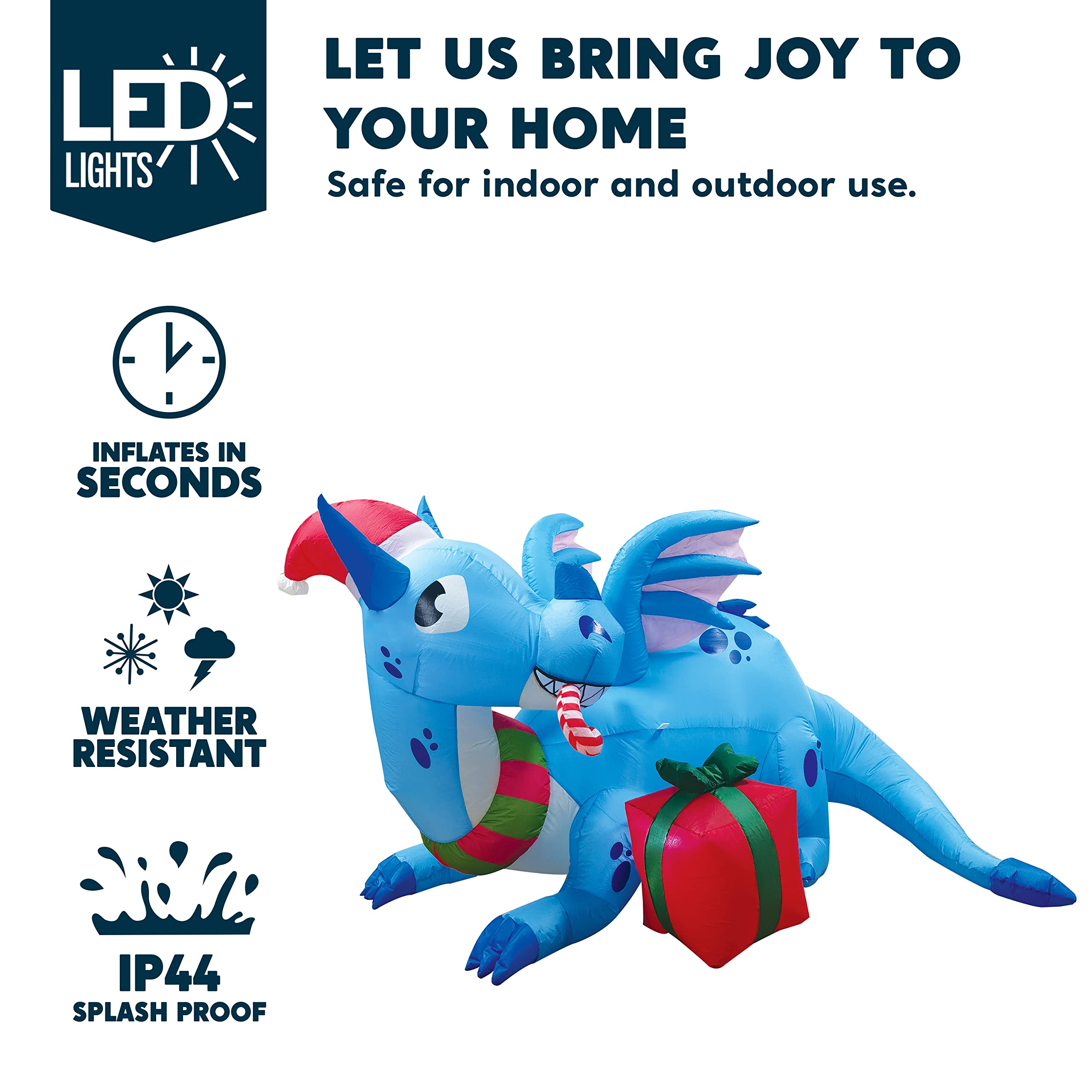 Foto 4 pulgar | Dragón Inflable Joiedomi De 6 Pies Con Luces Led, Decoración Navideña - Venta Internacional.