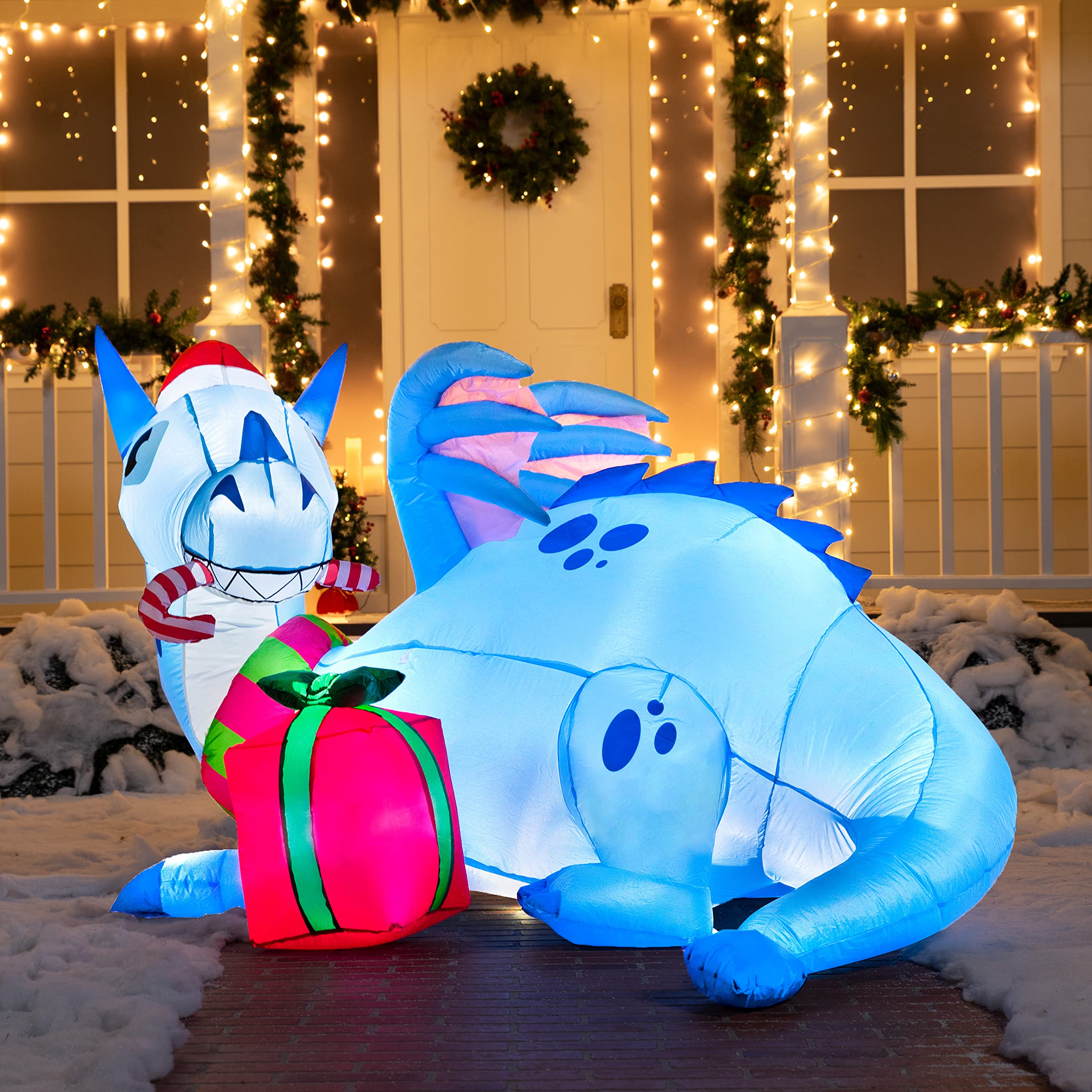Foto 5 pulgar | Dragón Inflable Joiedomi De 6 Pies Con Luces Led, Decoración Navideña - Venta Internacional.