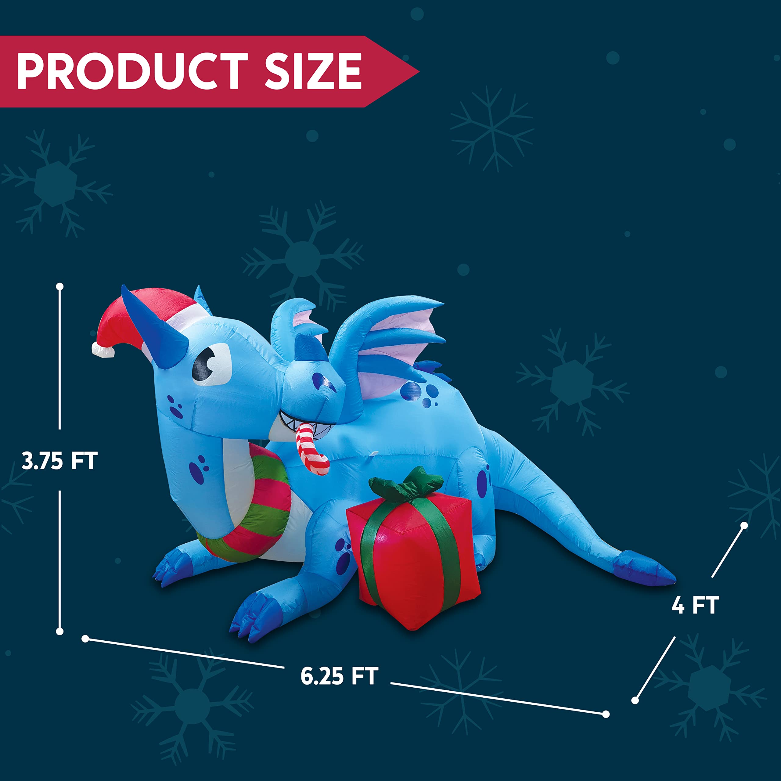 Foto 5 | Dragón Inflable Joiedomi De 6 Pies Con Luces Led, Decoración Navideña - Venta Internacional.