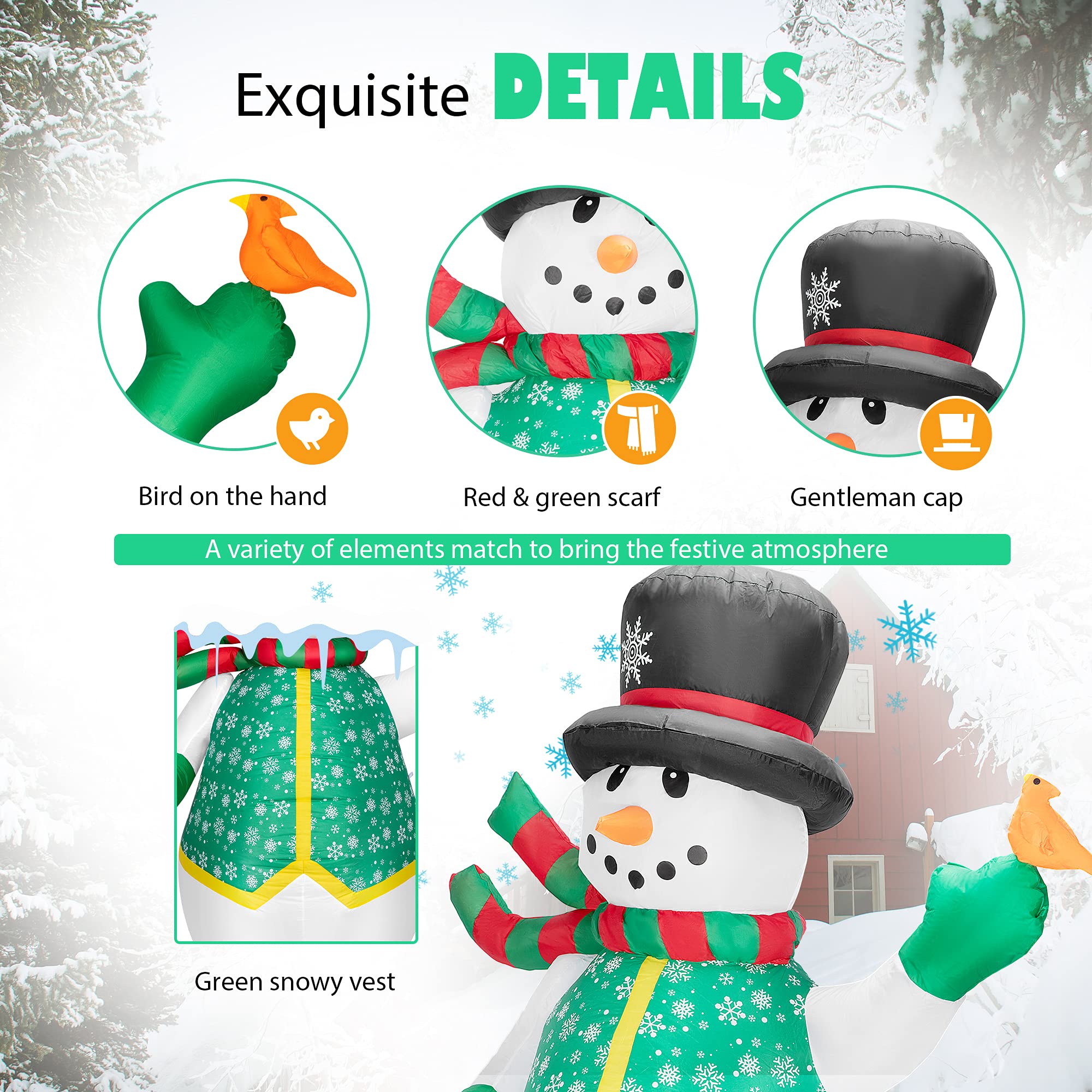 Foto 4 pulgar | Muñeco De Nieve Inflable Navideño Vivohome De 1,8 M De Altura Con Bufanda - Venta Internacional.