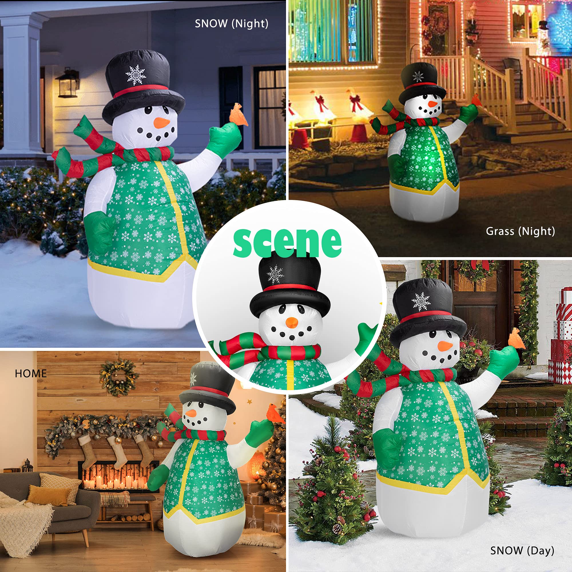 Foto 7 pulgar | Muñeco De Nieve Inflable Navideño Vivohome De 1,8 M De Altura Con Bufanda - Venta Internacional.