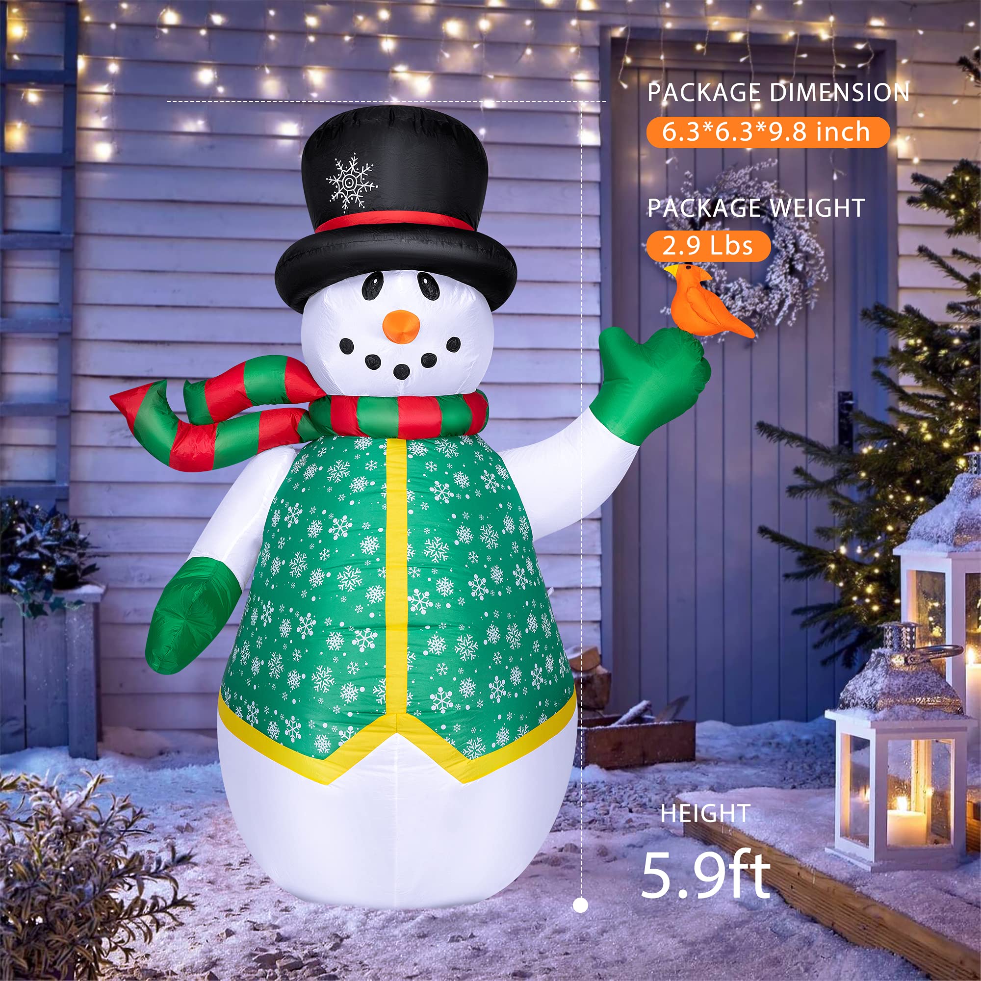 Foto 8 pulgar | Muñeco De Nieve Inflable Navideño Vivohome De 1,8 M De Altura Con Bufanda - Venta Internacional.