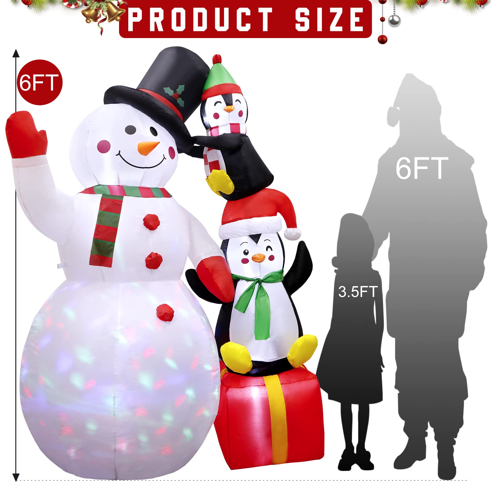 Foto 6 pulgar | Inflable Decorativo AerWo de Muñeco de Nieve-Venta Internacional