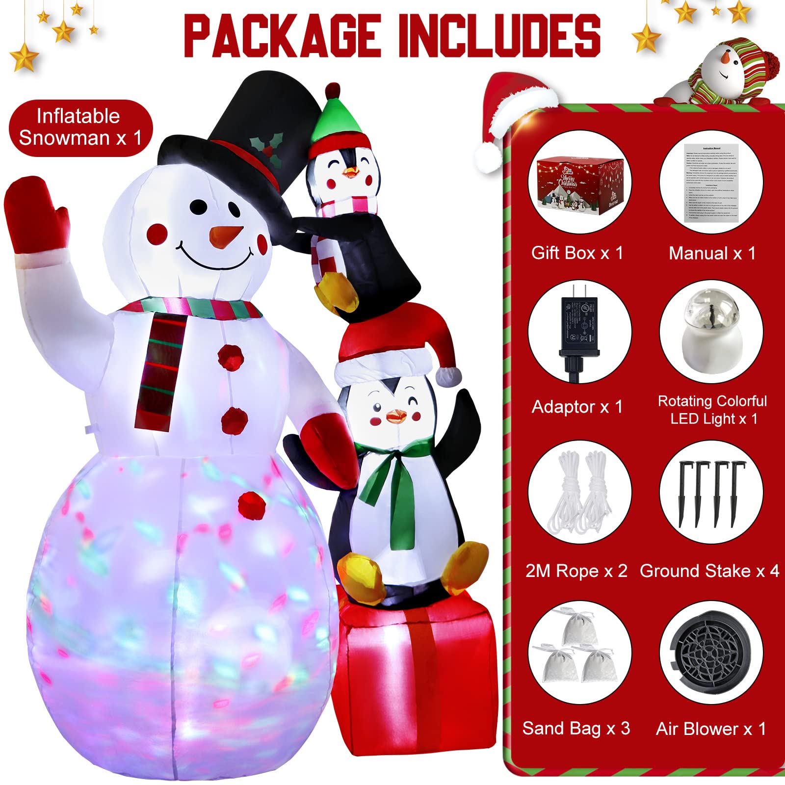Foto 7 pulgar | Inflable Decorativo AerWo de Muñeco de Nieve-Venta Internacional