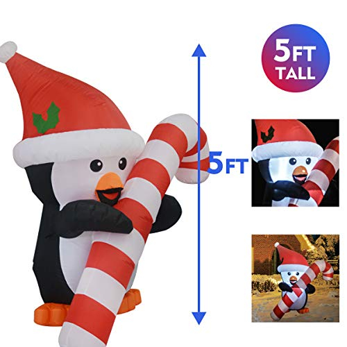 Foto 6 pulgar | Pingüino Inflable Navideño Goosh Con Bastón De 150 Cm Con Luces - Venta Internacional.