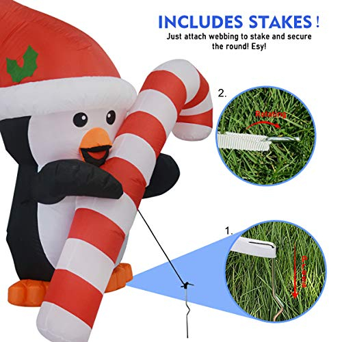 Foto 7 pulgar | Pingüino Inflable Navideño Goosh Con Bastón De 150 Cm Con Luces - Venta Internacional.