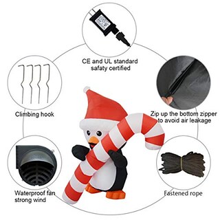 Foto 7 | Pingüino Inflable Navideño Goosh Con Bastón De 150 Cm Con Luces - Venta Internacional.