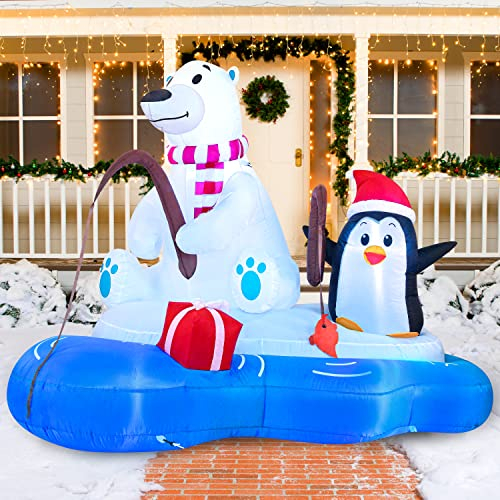 Foto 2 pulgar | Oso Polar Inflable Navideñocon Pingüino 180 Cm  - Venta Internacional