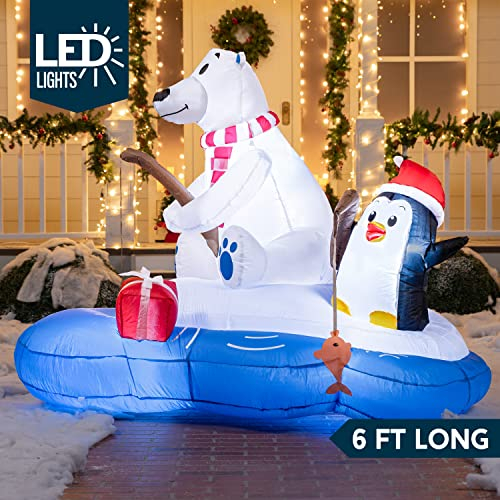 Foto 2 | Oso Polar Inflable Navideñocon Pingüino 180 Cm  - Venta Internacional