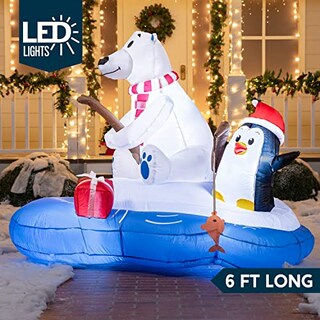 Foto 2 | Oso Polar Inflable Navideñocon Pingüino 180 Cm - Venta Internacional