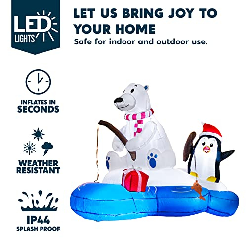 Foto 3 | Oso Polar Inflable Navideñocon Pingüino 180 Cm  - Venta Internacional