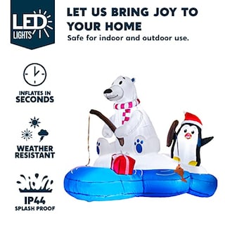 Foto 3 | Oso Polar Inflable Navideñocon Pingüino 180 Cm - Venta Internacional