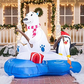 Foto 4 | Oso Polar Inflable Navideñocon Pingüino 180 Cm - Venta Internacional