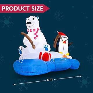 Foto 5 | Oso Polar Inflable Navideñocon Pingüino 180 Cm - Venta Internacional
