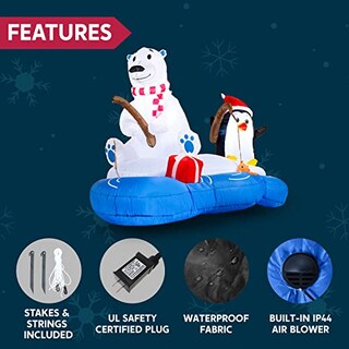 Foto 6 | Oso Polar Inflable Navideñocon Pingüino 180 Cm - Venta Internacional