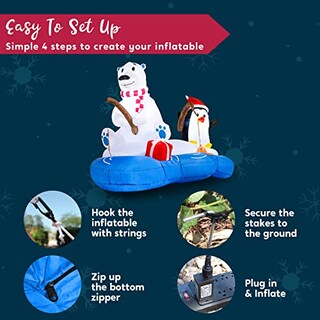 Foto 7 | Oso Polar Inflable Navideñocon Pingüino 180 Cm - Venta Internacional