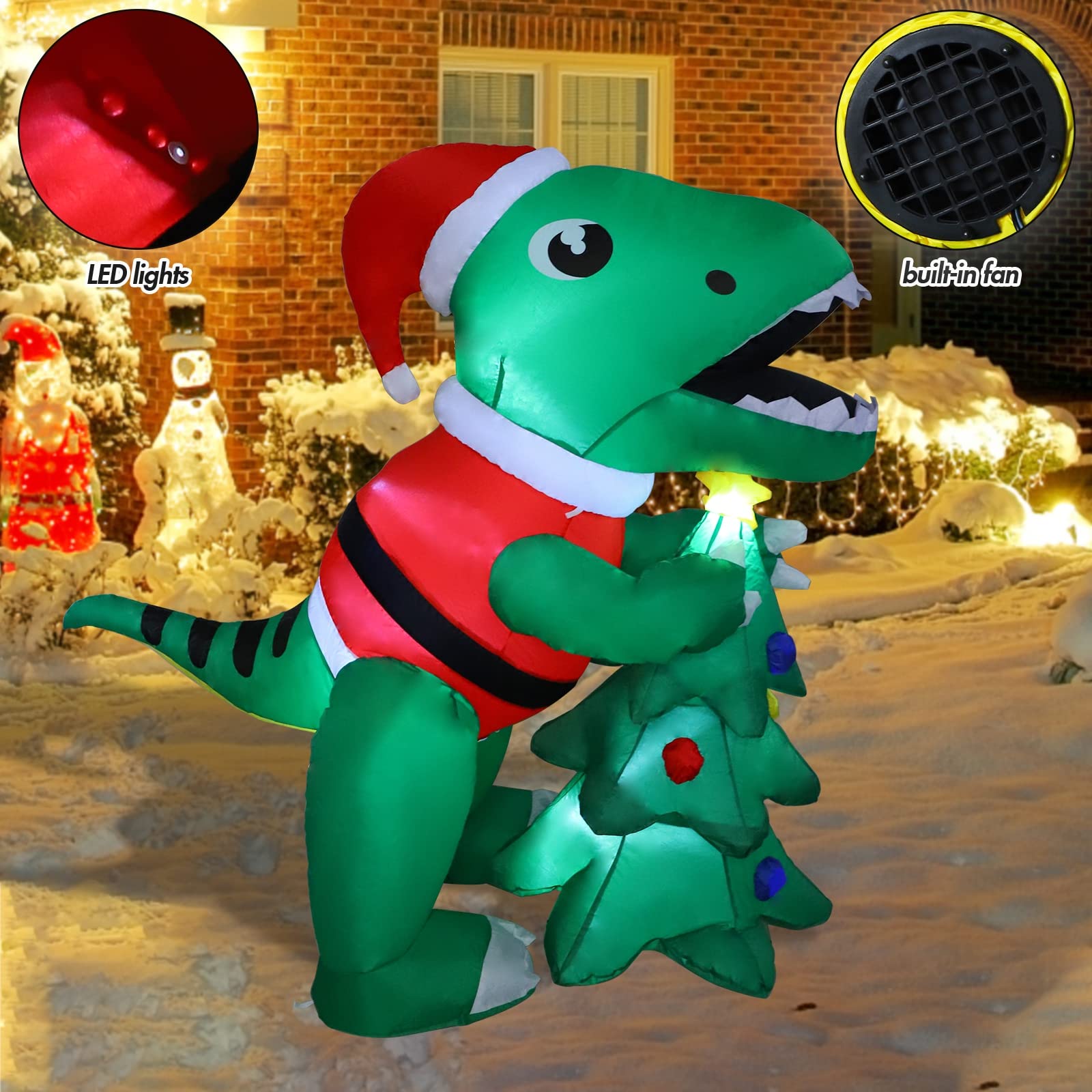 Foto 4 | Dinosaurio Inflable Navideño Mortime De 1,5 M Con Caja De Regalo - Venta Internacional.