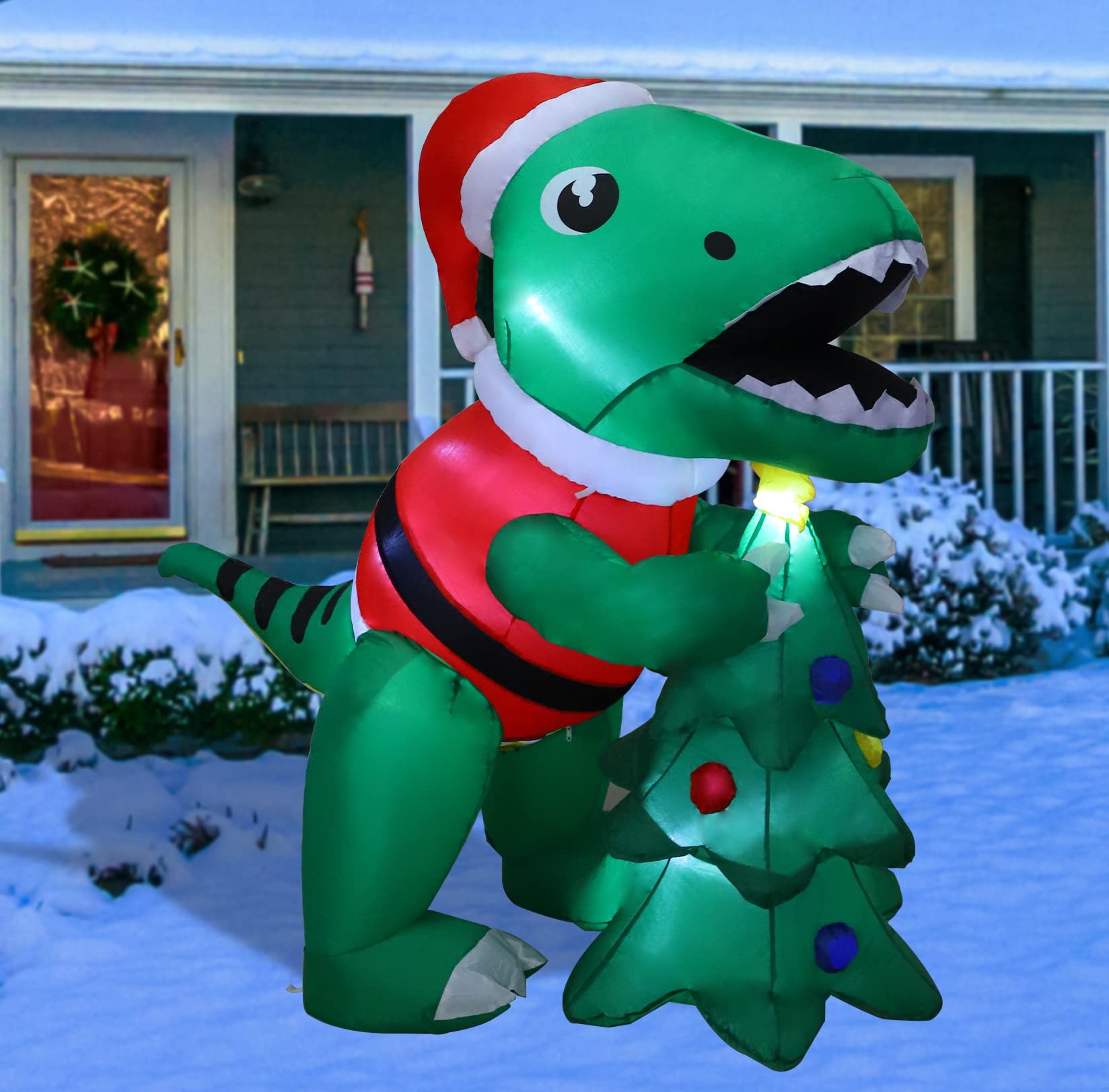 Foto 8 pulgar | Dinosaurio Inflable Navideño Mortime De 1,5 M Con Caja De Regalo - Venta Internacional.