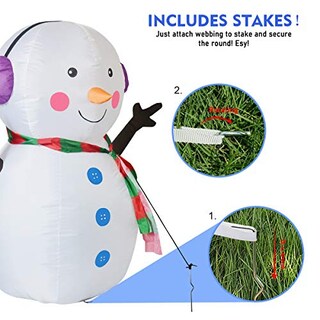 Foto 5 | Muñeco de Nieve Inflable Navideño Goosh 1.2 M Con Luces Led Para Exteriores - Venta Internacional