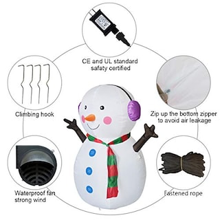 Foto 6 | Muñeco de Nieve Inflable Navideño Goosh 1.2 M Con Luces Led Para Exteriores - Venta Internacional