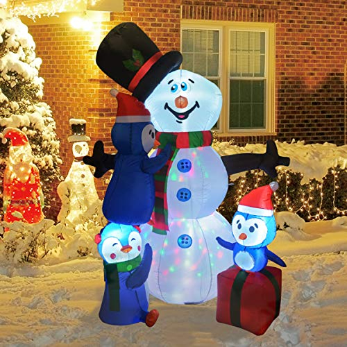 Foto 2 pulgar | Inflable Navideño Muñeco de Nieve Goosh de 1.8 M con Pingüinos Y Led - Venta Internacional