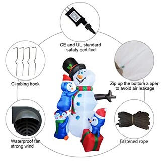 Foto 2 | Inflable Navideño Muñeco de Nieve Goosh de 1.8 M con Pingüinos Y Led - Venta Internacional