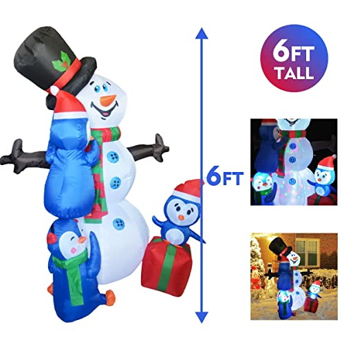 Foto 6 pulgar | Inflable Navideño Muñeco de Nieve Goosh de 1.8 M con Pingüinos Y Led - Venta Internacional