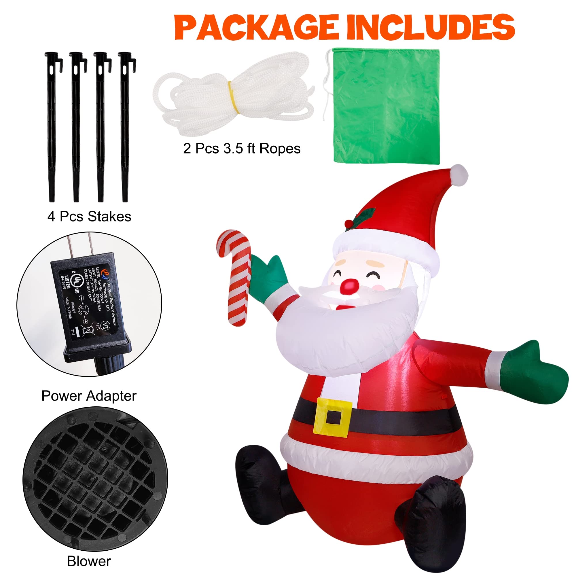 Foto 3 pulgar | Papá Noel Hinchable De Navidad Atdawn De 1,2 M Con Luces Led - Venta Internacional.