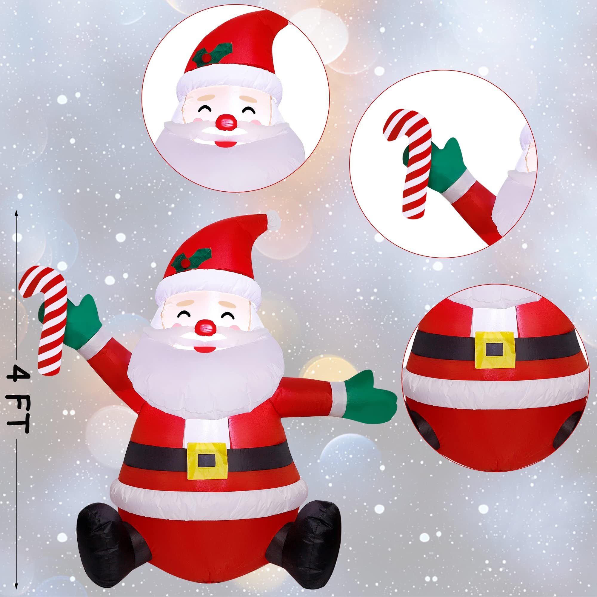 Foto 4 pulgar | Papá Noel Hinchable De Navidad Atdawn De 1,2 M Con Luces Led - Venta Internacional.