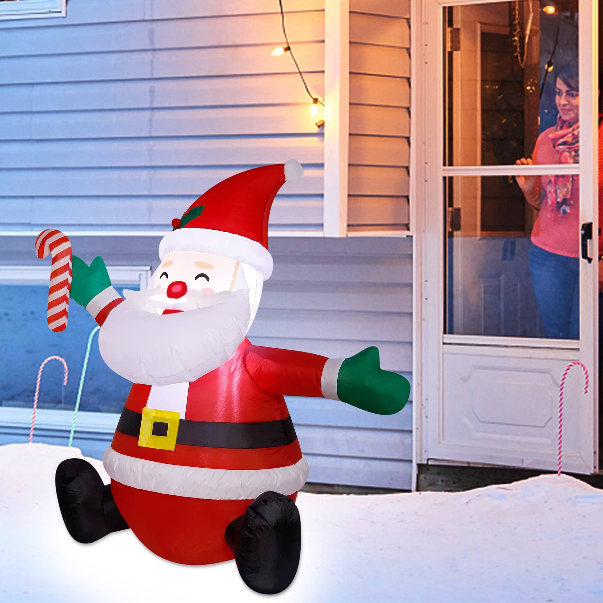 Foto 6 pulgar | Papá Noel Hinchable De Navidad Atdawn De 1,2 M Con Luces Led - Venta Internacional.