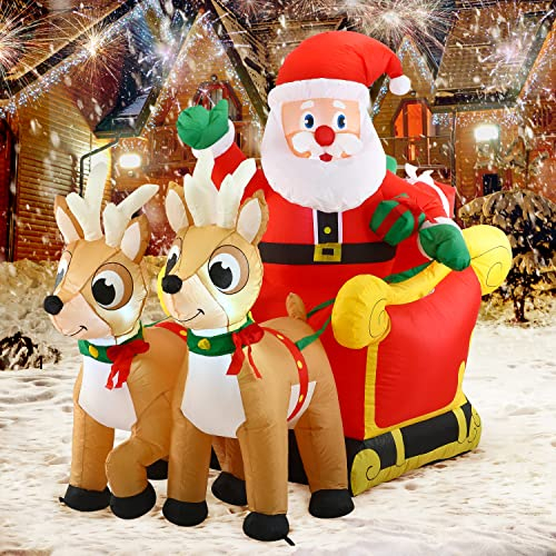 Foto 2 pulgar | Papá Noel Inflable En Trineo Joiedomi 18 M Con Led De 6 Pies - Venta Internacional