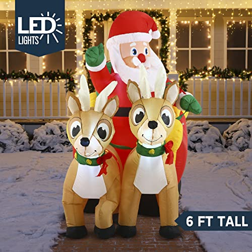 Foto 3 pulgar | Papá Noel Inflable En Trineo Joiedomi 18 M Con Led De 6 Pies - Venta Internacional