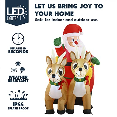 Foto 4 pulgar | Papá Noel Inflable En Trineo Joiedomi 18 M Con Led De 6 Pies - Venta Internacional