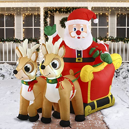 Foto 5 pulgar | Papá Noel Inflable En Trineo Joiedomi 18 M Con Led De 6 Pies - Venta Internacional