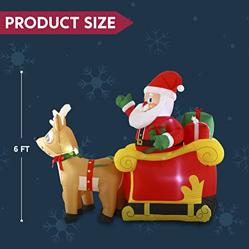 Foto 6 pulgar | Papá Noel Inflable En Trineo Joiedomi 18 M Con Led De 6 Pies - Venta Internacional